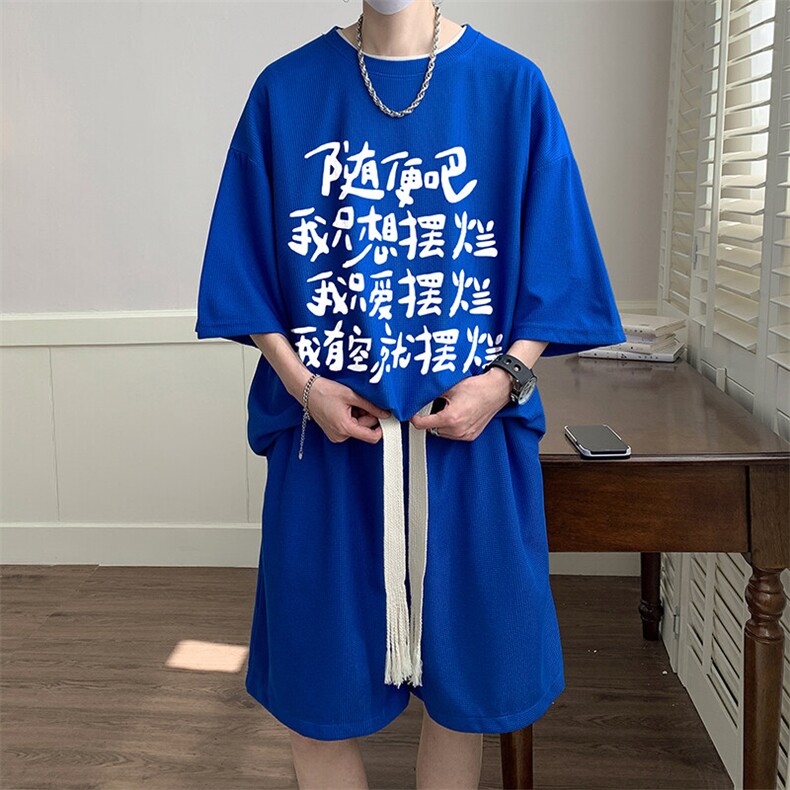 华夫格套装运动短袖t恤套装休闲两件套一套HZ84371-P44,男装T恤,电商A040