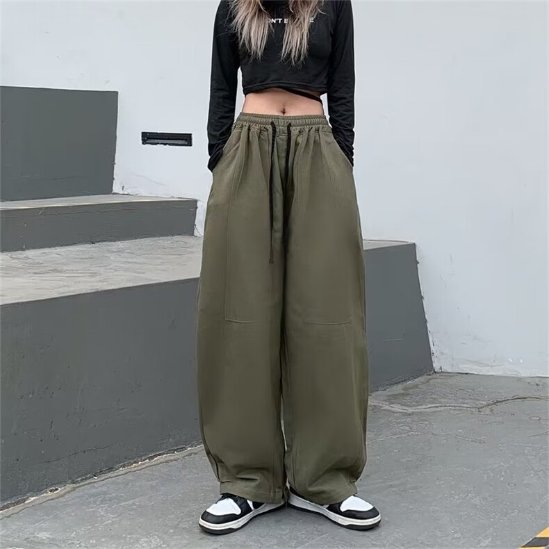 美式复古街头工装休闲裤女宽松高腰直筒阔腿显瘦运动长裤CK10-P50,男装工装外套,星座1008-1