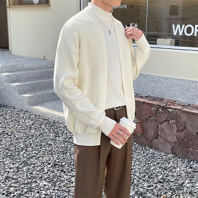 开衫毛衣男秋冬针织衫ins潮流日系宽松慵懒风线衣外套MB15/P55图片