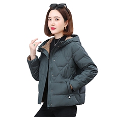 时尚保暖连帽小面包羽绒服修身显瘦短款外套，女装羽绒服，依恋蒂丝