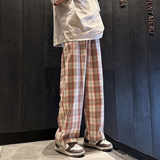 2024港风文艺休闲格子裤男，男装休闲裤，星座716-2