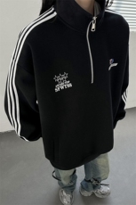 主推美式半拉链复古学院风球衣中性卫衣宽松外套男女G1092P68，女装短外套，电商A339