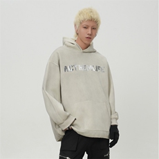 （高品质）水洗做旧烫图下摆抽绳情侣卫衣外套1015-WY372-P95，女装短外套，四季星座1015
