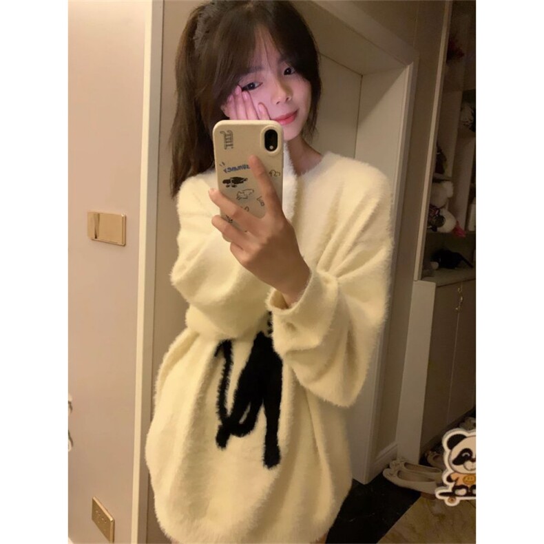MM146-P68日系甜美可爱猫咪提花套头毛衣学生秋冬宽松百搭针织,针织衫/毛衣,星座617A-2