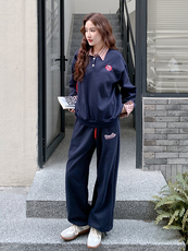 通勤风时尚套装洋气百搭撞色韩版减龄秋季时尚运动春秋长袖运动，女装套装/套裙，浙宝305