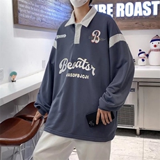 现货美式polo衫潮牌卫衣翻领上衣春秋ins男情侣外套W2461-P38，男装卫衣，星座512-2