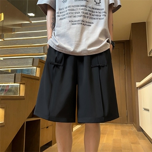 X2447-TP20不控价 夏季新风中式盘扣短裤宽松垂感冰丝五分裤男图片