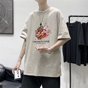 T1546P25现货夏季宽松短袖T恤男潮百搭上衣男士大码圆领休闲t恤图片