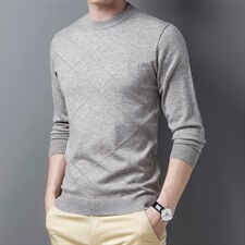 BJY08805冬季新款男士圆领加厚毛衣针织打底衫男装保暖P58图片