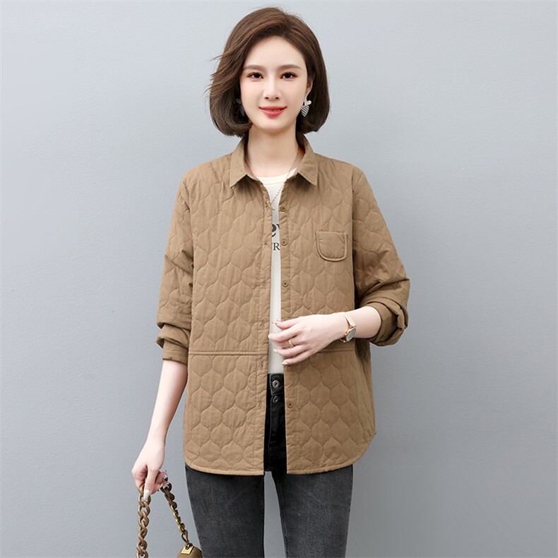 薄款棉衣女2022新款秋冬棉服妈妈薄款冬季棉袄韩系夹棉衬衫,女装棉衣/棉服,忆绮罗