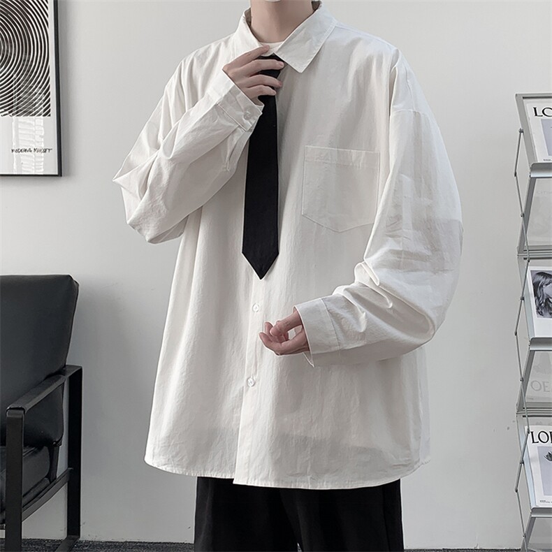 痞帅领带长袖衬衫男士大码dk制服男jk衬衣男 LC42099-P45图片