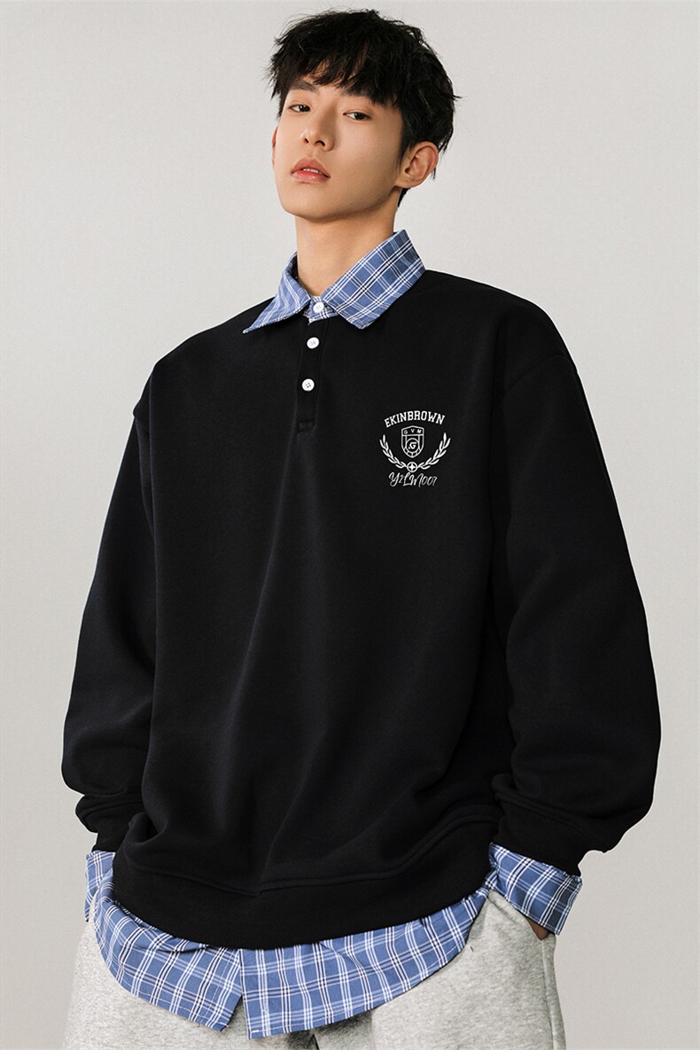 假两件大码M-5XL卫衣表面棉底部聚酯纤维78074P59控88,男装卫衣,星座227-7