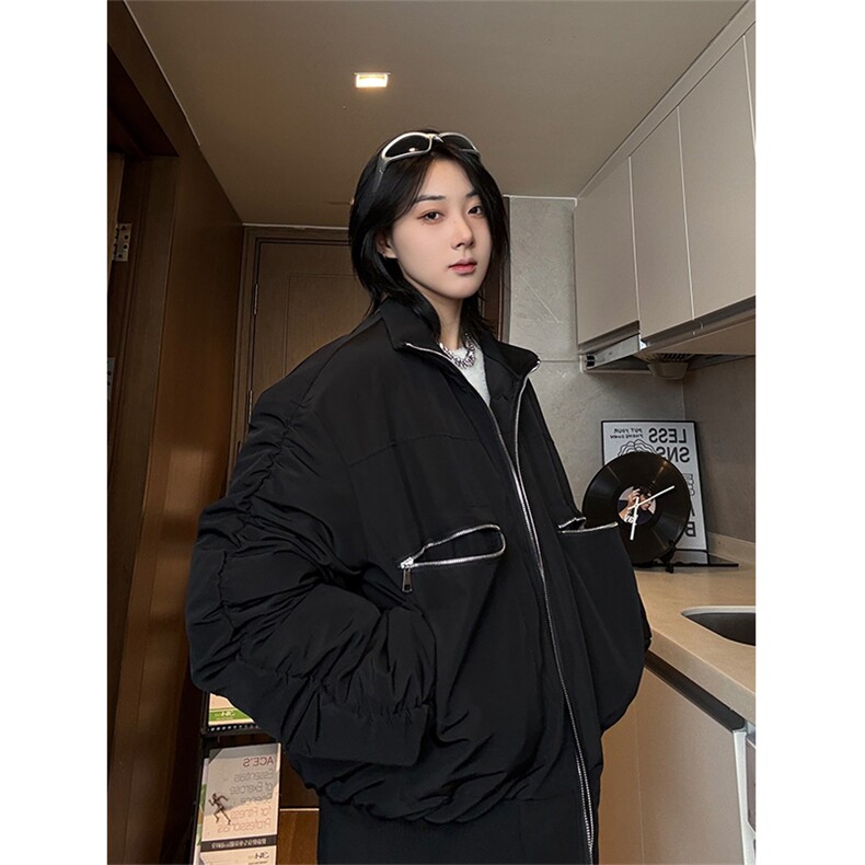 港风美式复古拉链拼接设计感立领夹克棉服XZ213-MF01-P148控168,男装夹克,星座213