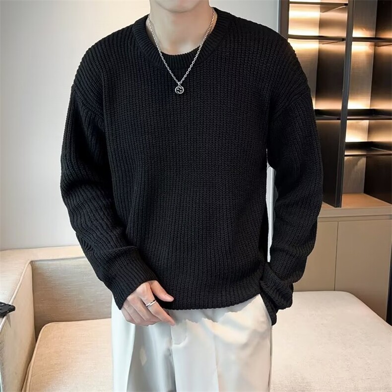 轻熟风男装玉米格卫衣男春秋上衣t桖男长袖秋冬加绒打底衫 MY06图片