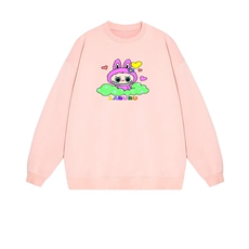 2025年秋季套头紫色拉布布时尚百搭通勤简约休闲，女装卫衣/绒衫，花可