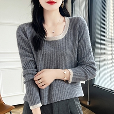 短款修身内搭打底衫2024秋新款休闲百搭，女装羊毛衫，蒙特羊绒