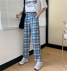 218-1-P25-GK06夏季宽松休闲格子裤，男装休闲裤，四季星座218-1
