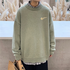 1港风圆领中性情侣潮流大码M-5XL印花加厚毛衣男7688P48加绒P55，男装针织衫/毛衣，星座226-2