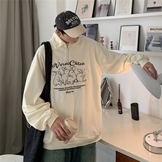 美式polo领奶fufu软糯情侣刺绣卫衣男女春秋新款上衣服105/P40，男装卫衣，星座506
