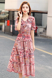 碎花中长款连衣裙女2025年春夏A字裙图片