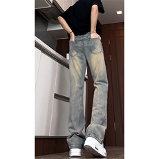 B221美式ins高街暗黑小众修身微喇牛仔裤LK24168-P60控78，男装牛仔裤，电商B221