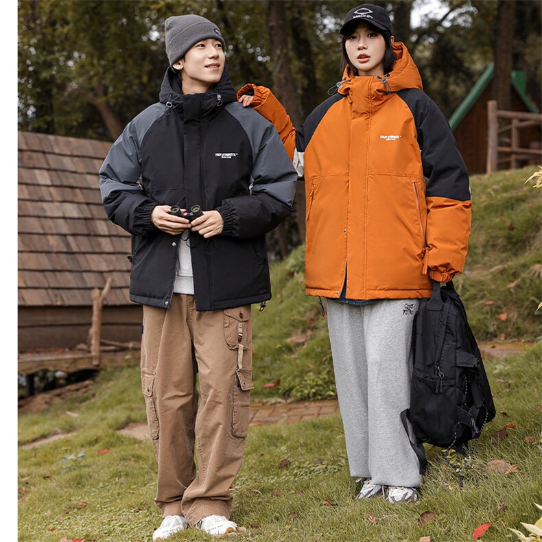 新款冬季棉衣潮牌撞色羽绒棉服情侣加厚棉袄外套 A436-5972-P130图片