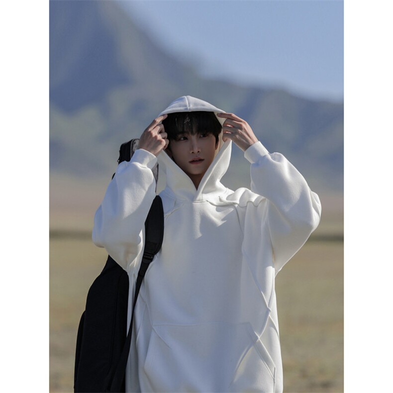 美式高街褶皱潮牌卫衣男秋冬复古情侣宽松慵懒套头外套P58X98,女装短外套,星座803