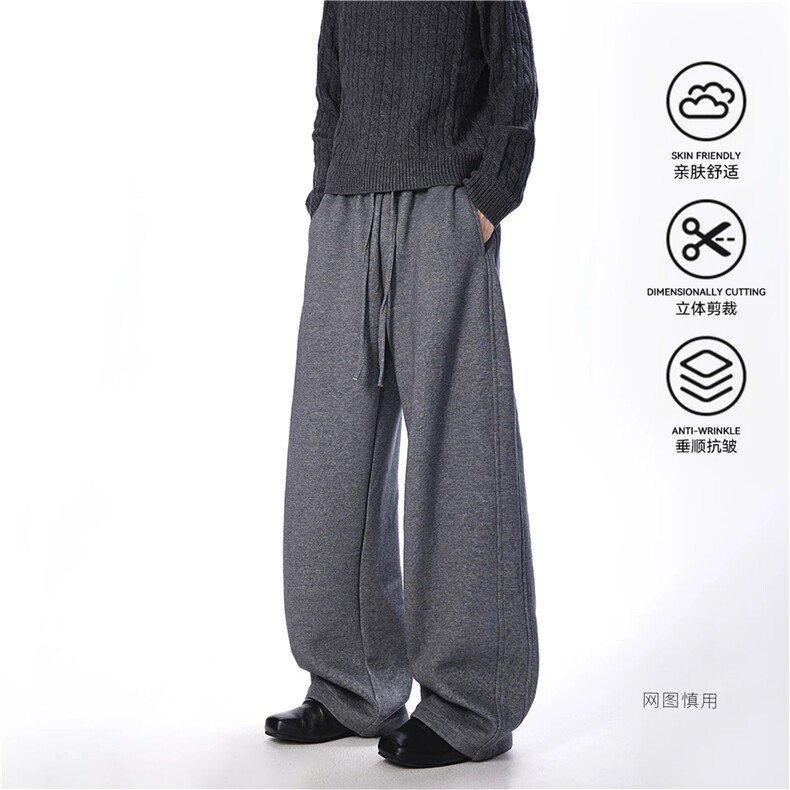 网图大秋冬加绒男弯刀裤垂感卫裤运动裤K10235-38/K10235绒43图片