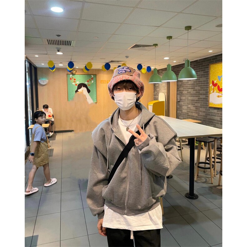 【有货】cleanfit花灰色垫肩卫衣男春秋高级感痞帅W13LL-特P48,男装卫衣,星座1007（原301D）