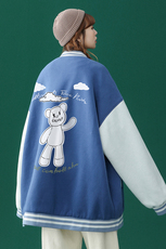 2022春季新品百搭简约卡通印花夹克休闲棒球服外套潮G94P65控78，男装夹克，A247A