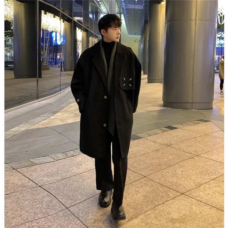 中长款毛呢大衣男秋冬潮流刺绣外套高级感痞帅上衣812-F613-P128,男装毛呢大衣,星座812