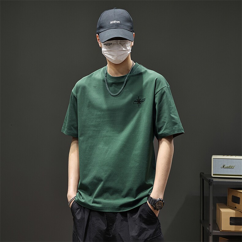 【限价69】凉感科技棉短袖T恤男潮牌夏季字母刺绣半袖宽松凉感,男装T恤,电商D215