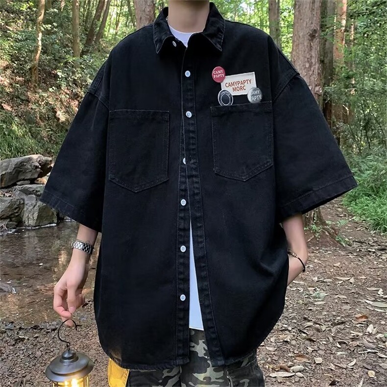 夏季新款衬衫潮流慵懒男方领衬衫牛仔夹克P46,男装衬衫,星座1116-2
