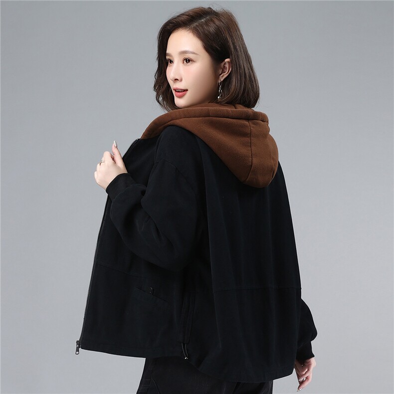 叶笙衣82539撞色加绒加厚外套,女装棉衣/棉服,叶笙衣