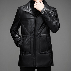 DLSN8128羽绒皮衣男头层绵羊皮白鸭绒羽绒服皮风衣P1400图片