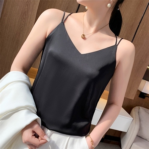 真丝吊带背心女内搭白色美背醋酸上衣缎面夏小西装桑蚕丝打底衫图片