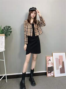 2021秋季新款西装连衣裙两件套 两个色,女装西装,中广青青