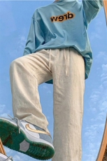 8059特批45夏季薄款透气耐磨男直筒长裤麻休闲宽松垂感阔腿裤，男装休闲裤，电商A178