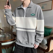 秋季新款卫衣店主风圆领印花落肩长袖上衣VE55126-P41控68，男装卫衣，星座717