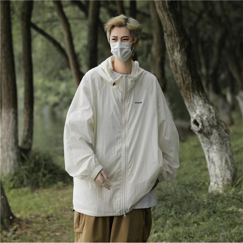 夏季日系防晒衣男女连帽防紫外线轻薄款防晒服户外冲锋衣外套,男装防晒衣,星座716-2