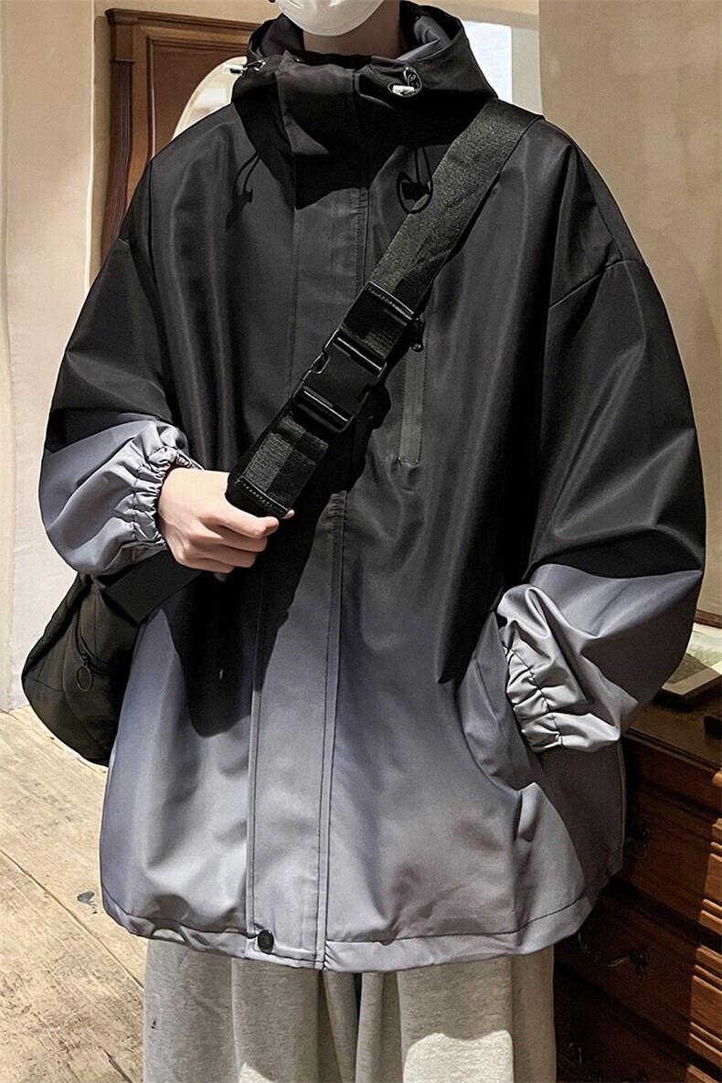 1港风山系防水冲锋衣渐变色夹克男：聚酯纤维JK77088P85控128,男装夹克,星座226-2