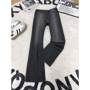 B221美式ins高街暗黑提花修身微喇牛仔裤LK26631-特P45控78