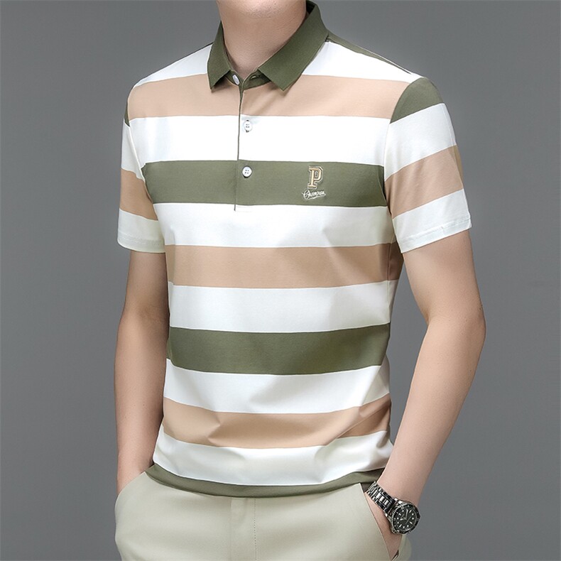 2023夏季新款短袖t恤男士休闲保罗polo衫中年翻领体恤修身上衣服T,男装T恤,电商B212（原钱塘6029）
