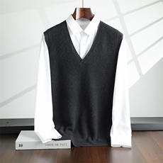 抽条加厚V领马甲35%羊绒保暖舒适男装，男装背心/马甲，飞邦羊绒