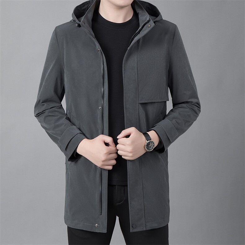 时尚可拆卸帽外套新款冬装风衣休闲中年男士长风衣ASD52112-P300，男装风衣，电商B212（原钱塘6029）