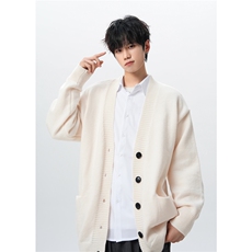 8XL-M大码V领开衫毛衣外套男日系复古宽松慵懒风针织衫KS002p55，男装针织衫/毛衣，电商B312