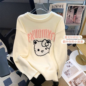MY038-P55 新款毛衣女韩版时尚厚款慵懒风卡通趣味提花长袖针织衫图片
