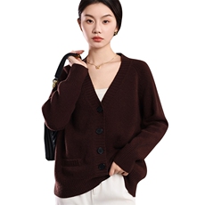 羊毛针织衫2024年秋冬季新款女时尚百搭显瘦开衫，女装羊毛衫，挚尚羊绒