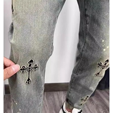新款宽松直筒牛仔裤男士复古刺绣潮流休闲裤百搭长裤AM1107P50，男装牛仔裤，星座1013-5