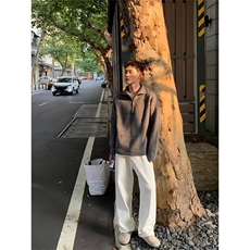 半开领拉链羊毛衫男套头翻领宽松慵懒风毛衣针织打底衫显瘦AM128，男装T恤，星座516A